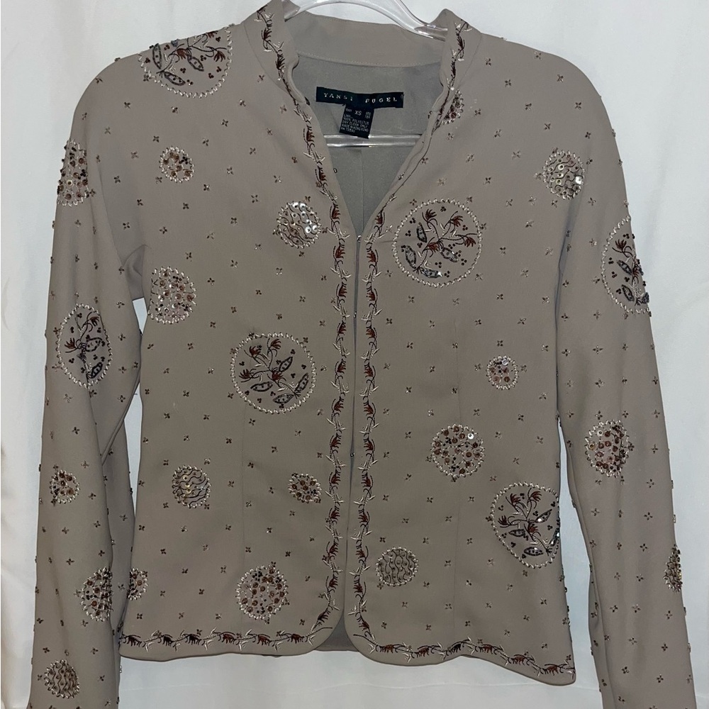 Yansi Fugel Silver Embroidered Jacket